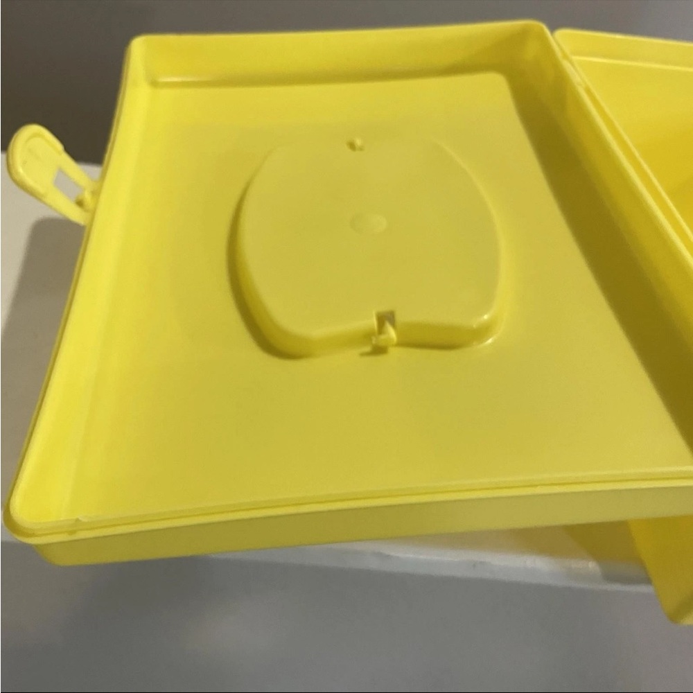 Vintage 1960s Atomic Starburst Yellow Sewing Box MCM Craft Storage Retro Decor - Picture 7 of 14